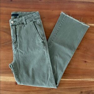 Joe’s Jeans slim kick ankle trouser pant chino olive green wash raw hem 28